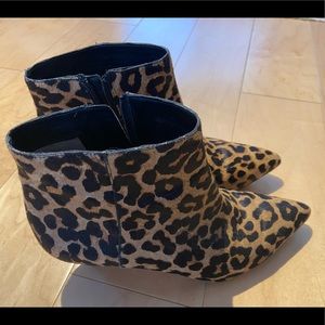 Sam Edelman pony hair leopard print booties boots